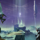 A guardian hops into some alien intrigue in Destiny concept art.